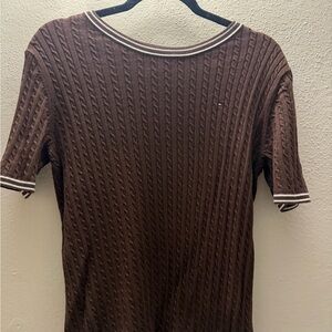 Tommy Hilfiger Brown Cable Knit Short Sleeve Top